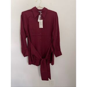 PIXIE MARKET Asymmetrical Tencel Tunic Button Down Shirt Size Small NWT